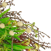 18" Green & Yellow Burrs & Brush Artificial Floral Spring Wreath