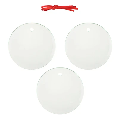 3" Round Clear Glass Sublimation Ornaments, 3ct. by Make Market®