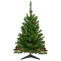 3ft. Pre-Lit Canadian Pine with Pinecones Artificial Christmas Tree, Warm White Lights