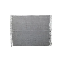 Hello Honey® Charcoal & Cream Geometric Hand-Woven Reclaimed Fabric Throw with Fringe