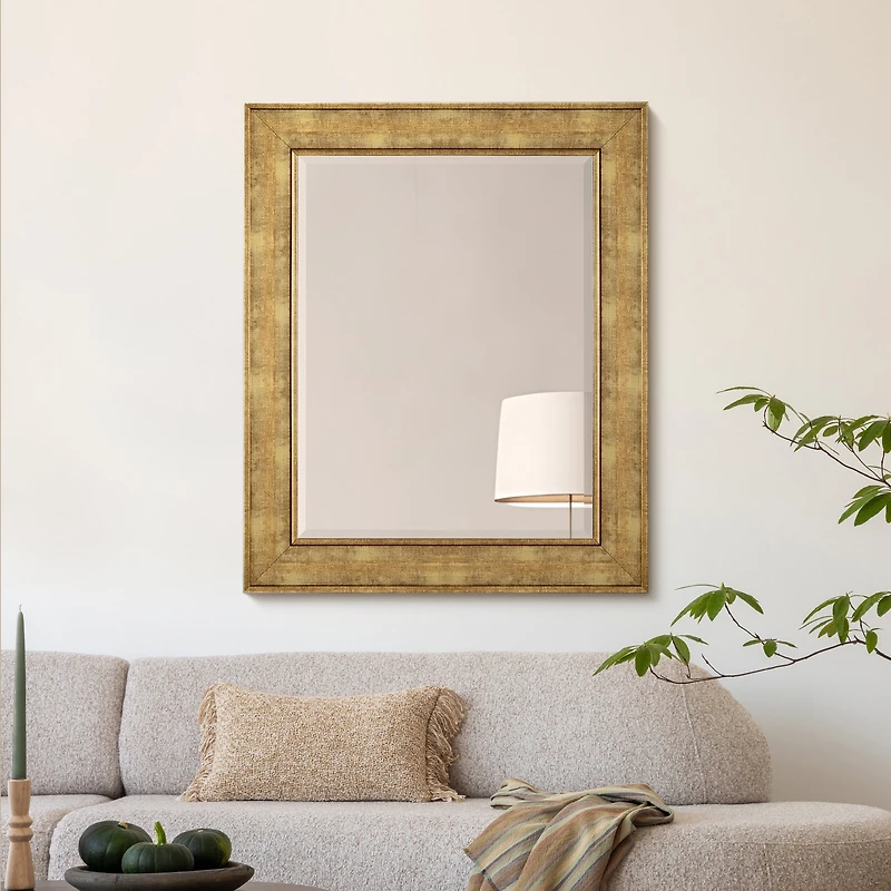 Head West Antique Gold Rectangular Framed Wall Vanity Mirror - 35" x 29"