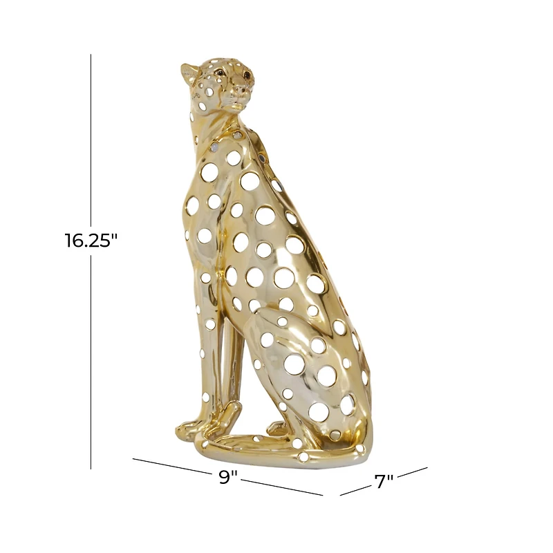 16" Gold Leopard Glam Statue