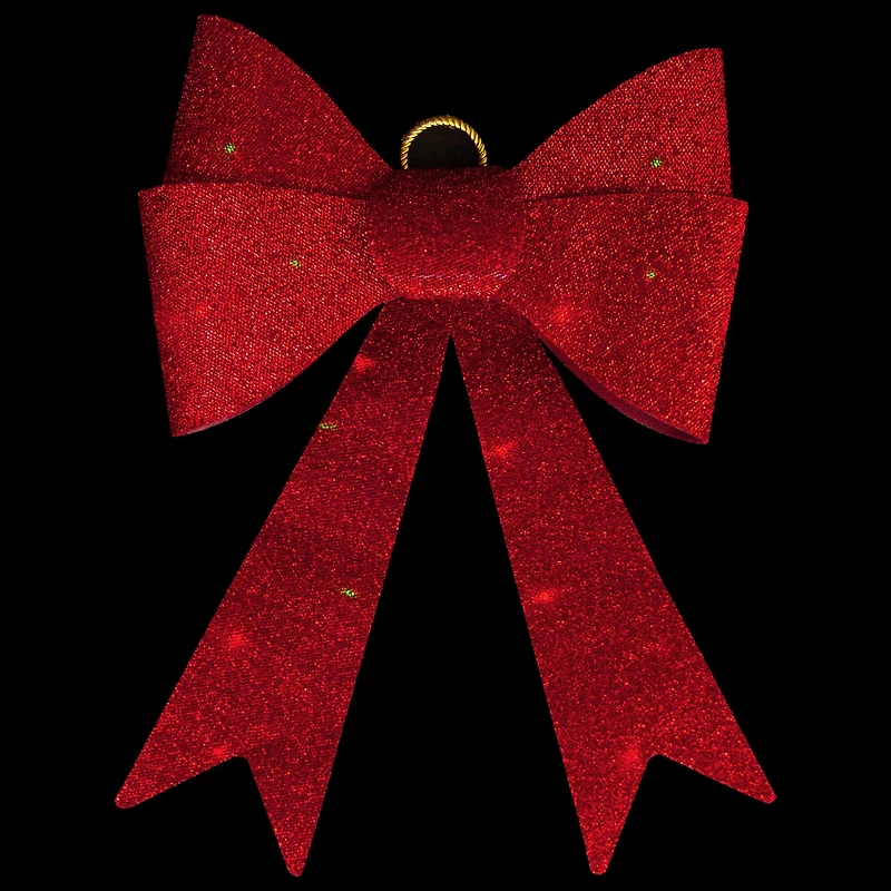 23" LED Red Tinsel Bow Christmas Decoration