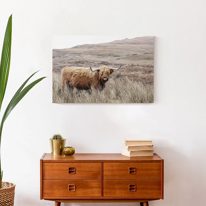 Highland Cow Landscape 24" x 16" Canvas Wall Art