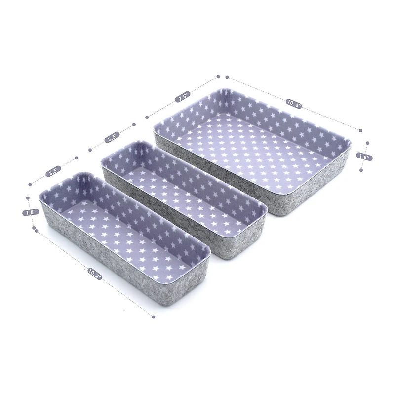 Welaxy Felt 3 Piece Stars Drawer Organizer Set