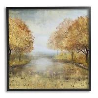 Stupell Industries Golden Autumn Tree Forest Landscape Wall Art in Frame