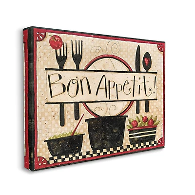 Stupell Industries Bon Appetit Vintage Kitchen Cooking Charm Canvas Wall Art