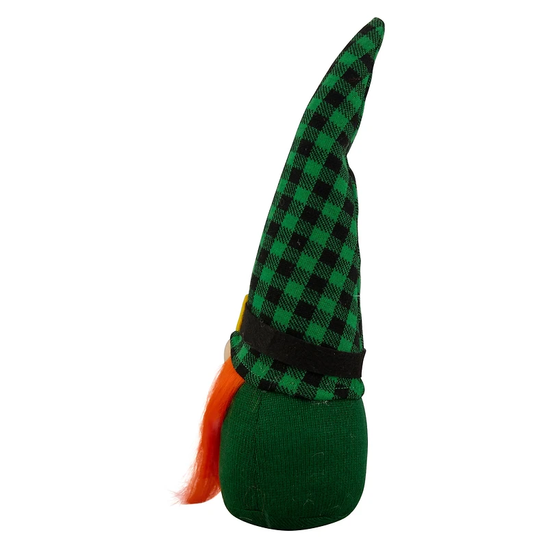 13" Green and Black Plaid St. Patrick's Day Leprechaun Gnome