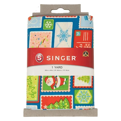 SINGER Santa & Christmas Icons Post Card Print Ringspun Cotton Fabric