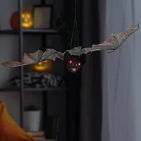 LED Lighted and Animated Halloween Bat with Moving Wings - 48"