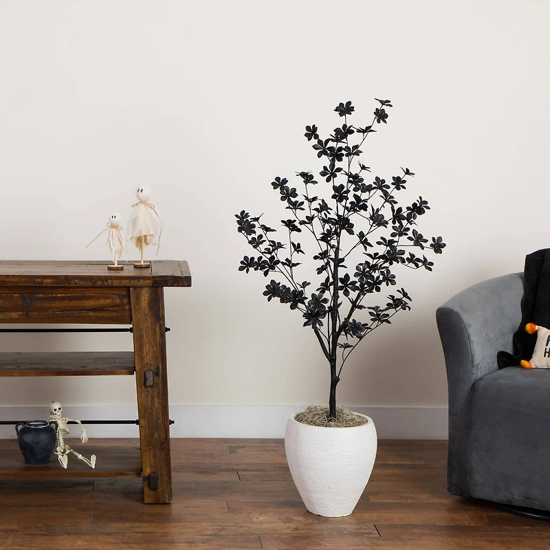 4ft. Artificial Halloween Black Enkianthus Tree