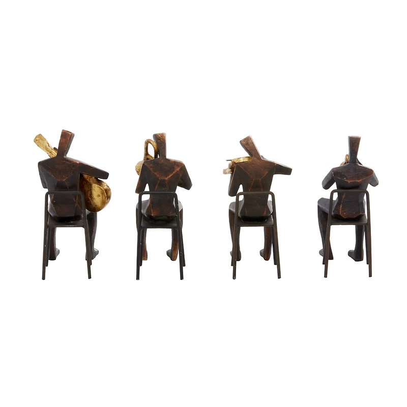 Brown Polystone Modern Musician Sculpture Set