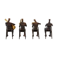 Brown Polystone Modern Musician Sculpture Set