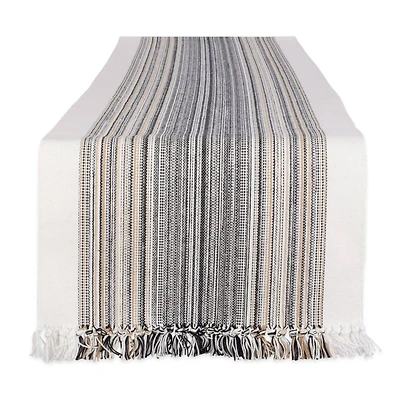 DII® 108" Black Striped Fringed Table Runner