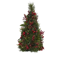 2ft. Pre-Lit Mixed Berry & Pine Cone Artificial Christmas Tree with Clear LED Lights