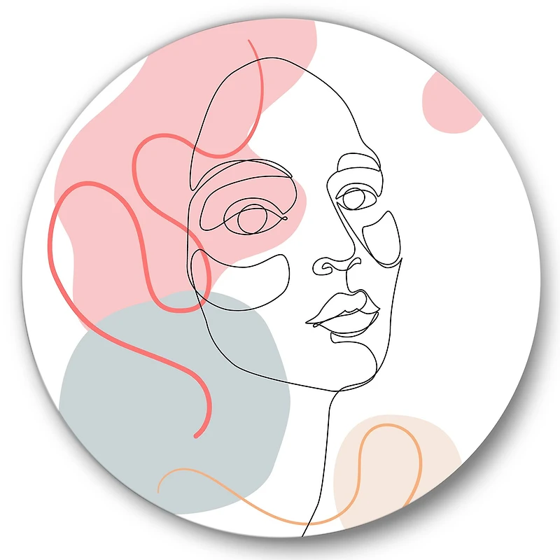 Designart - One Line Drawing of Young Woman In Pastel Tones