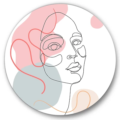 Designart - One Line Drawing of Young Woman In Pastel Tones