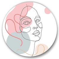 Designart - One Line Drawing of Young Woman In Pastel Tones
