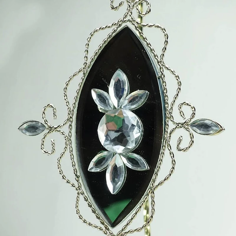 9.5" Silver Elegant Jeweled Mirrored Drop Christmas Ornament