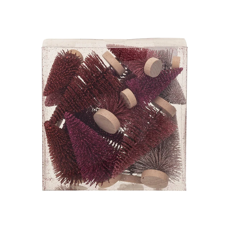 Hello Honey® Burgundy & Pink Sisal Bottle Brush Tree with Wood Base Set