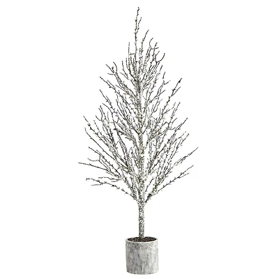 4ft. Unlit Snowed Twig Artificial Christmas Tree in Decorative Planter