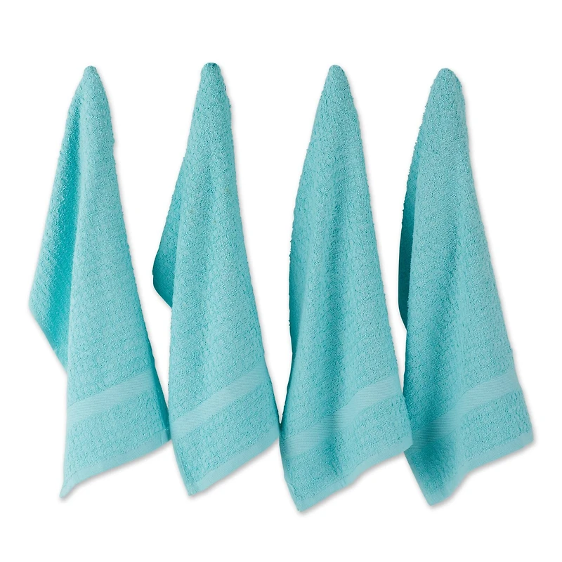 DII® Solid Aqua Waffle Terry Dishtowel, 4ct.