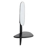 Hello Honey® 15" Matte Black Organic Shaped Wall Mirror with Shelf