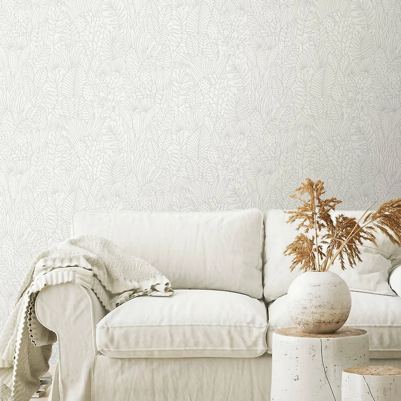 RoomMates Tropical Leaves Sketch Peel & Stick Wallpaper