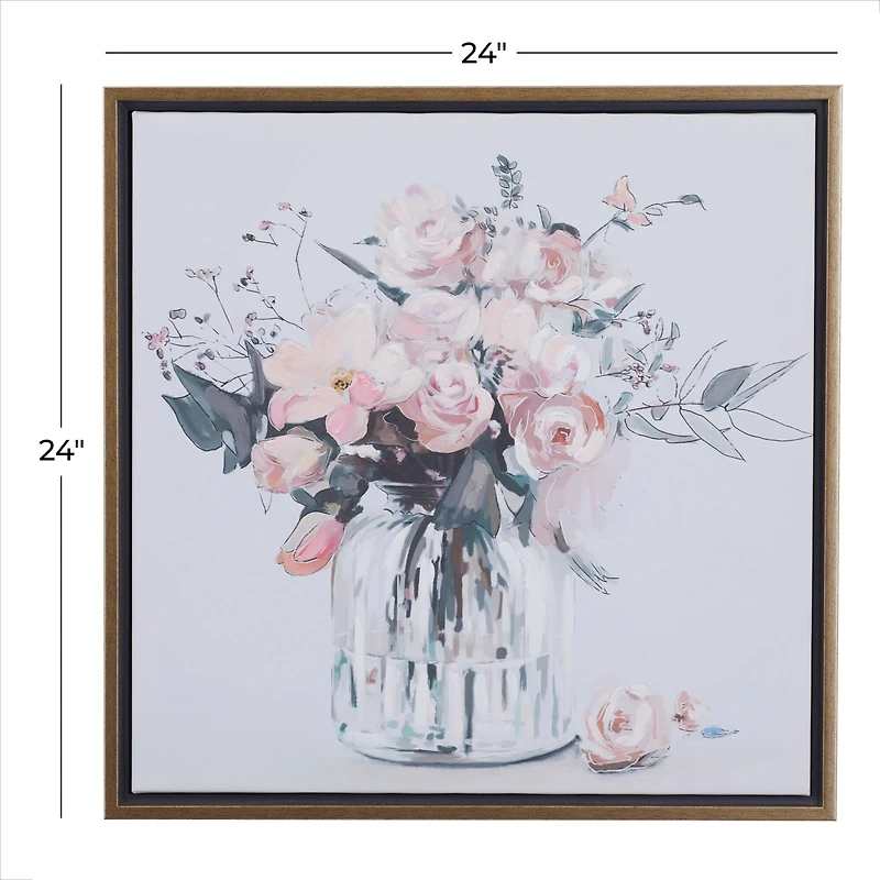 Pink Polystone French Country Framed Wall Art, 25" x 24" x 2"