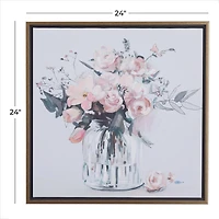 Pink Polystone French Country Framed Wall Art, 25" x 24" x 2"