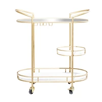 Gold Metal Contemporary Bar Cart, 33" x 31" x 16"