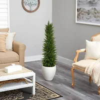 4ft. Cypress UV Resistant Artificial Tree in White Planter