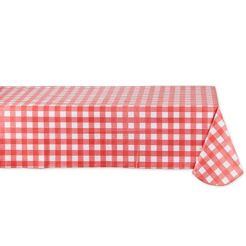 Red Check Vinyl Tablecloth 60" x 84"