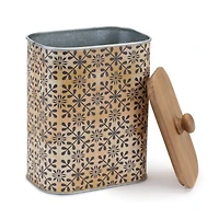 Geometric Canister with Natural Wood Lid Set