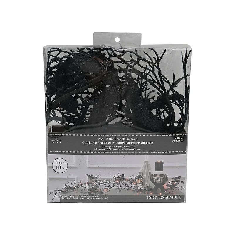 6ft. Orange LED Lighted Branch String Lights with Bats by Ashland®