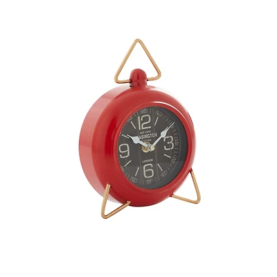 9" Red Metal Farmhouse Table Clock