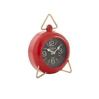 9" Red Metal Farmhouse Table Clock