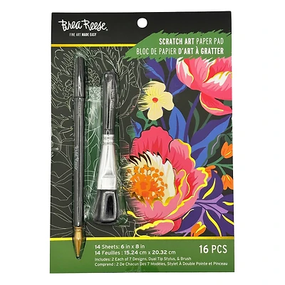 Brea Reese™ 6" x 8" Spring Florals Scratch Art Paper Pad