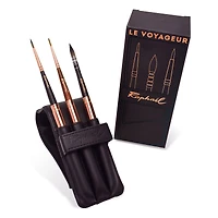 Raphaël Le Voyageur Black Wallet 3 Brush Travel Set