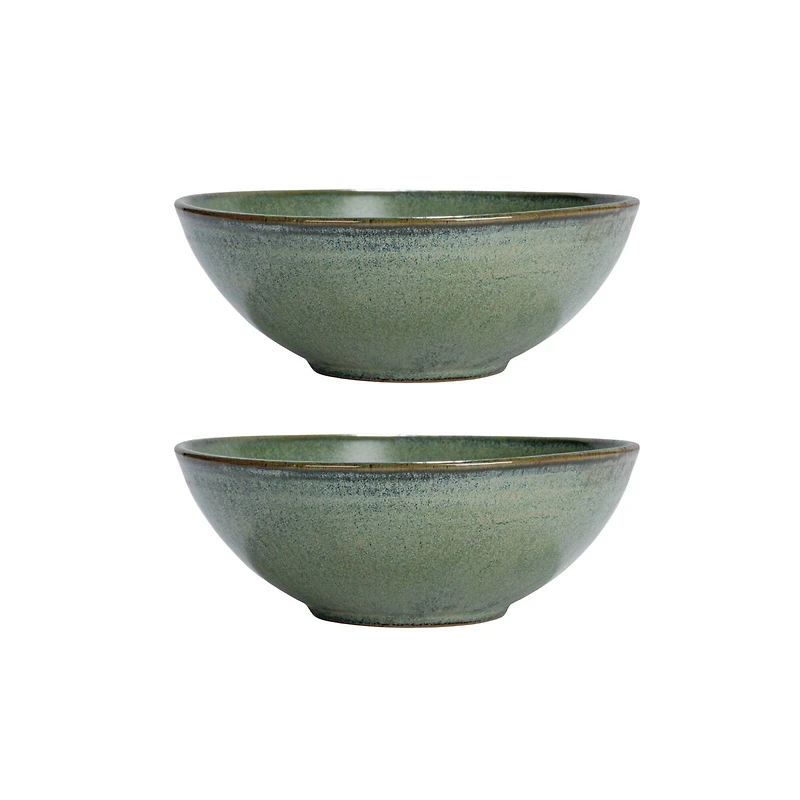 Hello Honey® 8" Matte Teal Stoneware Bowl with Reactive Glaze, 2ct.