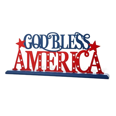 Glitzhome® 18" Wide God Bless America Tabletop Décor