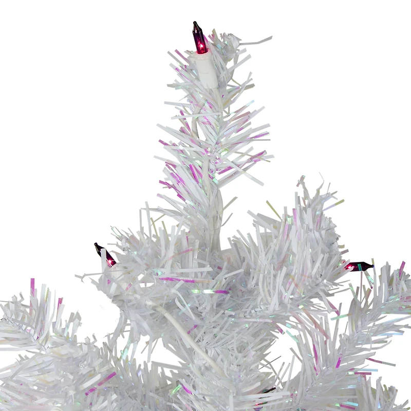 3ft. Pre-Lit White Iridescent Pine Artificial Christmas Tree, Purple Lights