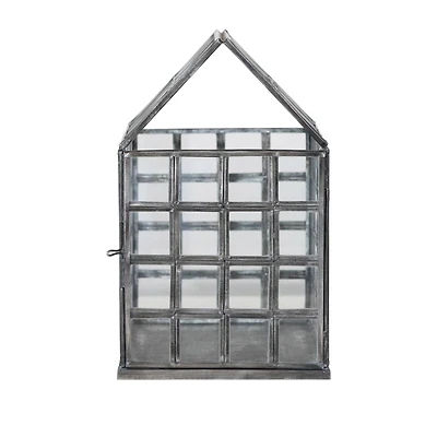 Hello Honey® 10" Zinc Finish Metal & Glass Greenhouse Terrarium