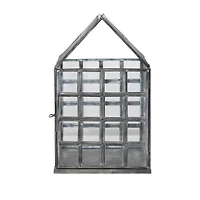 Hello Honey® 10" Zinc Finish Metal & Glass Greenhouse Terrarium