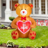 Glitzhome® 6ft. Lighted Valentine's Inflatable Bear with Heart Décor