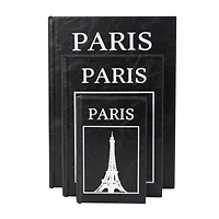 Black Eiffel Tower Paris Storage Book Box Set