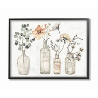 Stupell Industries Antique Floral Bouquets Flowers Glass Jar Painting Framed Wall Art