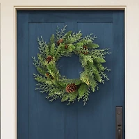 Puleo 24" Green Cypress Floral Spring Door Wreath