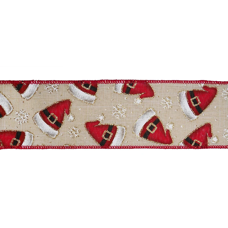 2.5" x 20ft. Santa Hat Faux Linen Wired Ribbon by Celebrate It®