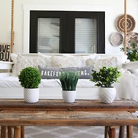 10" Artificial Boxwood Topiary Plant with Decorative Planter